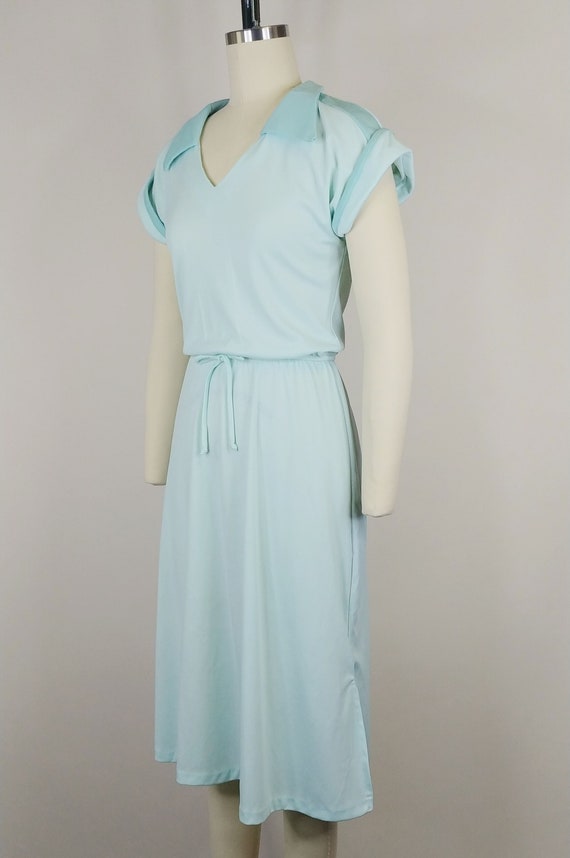 Vintage 1970s Mint Green Polyester Knit Dress - image 5