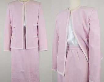 1970s Lilli Ann Microsuede Skirt Suit | Vintage 70s Orchid Pink Skirt Blouse and Jacket Set