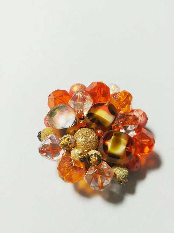 1960s West Germany Demi Parure Multi Color Orange… - image 3