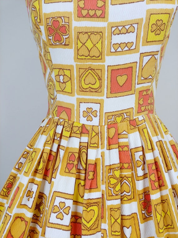 1960s Heart Novelty Print Sun Dress | Vintage 60s… - image 4
