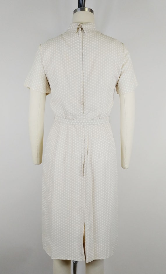 1950s Polka Dot Wiggle Dress | Vintage 50s Beige … - image 7