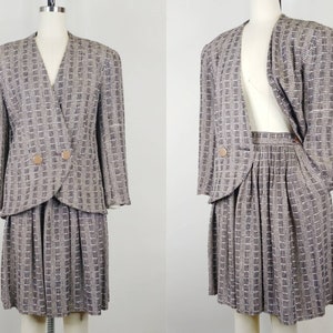 1970er Peabody House Braun Tweed Rock Anzug | Vintage 70er Jahre 40er Jahre Menswear Inspirierte Blazer Jacke und Faltenrock | Damen kleidung