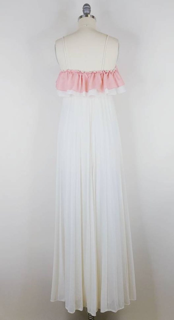 1970s Goddess Gown | Vintage 70s Mauve Pink White… - image 8