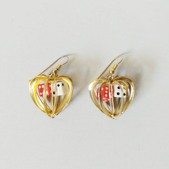 1960s Lucky Dice Cage Novelty Earrings | Vintage … - image 2