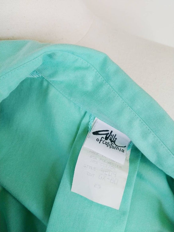 1980s Willi of California Mint Green Cotton Dress… - image 9