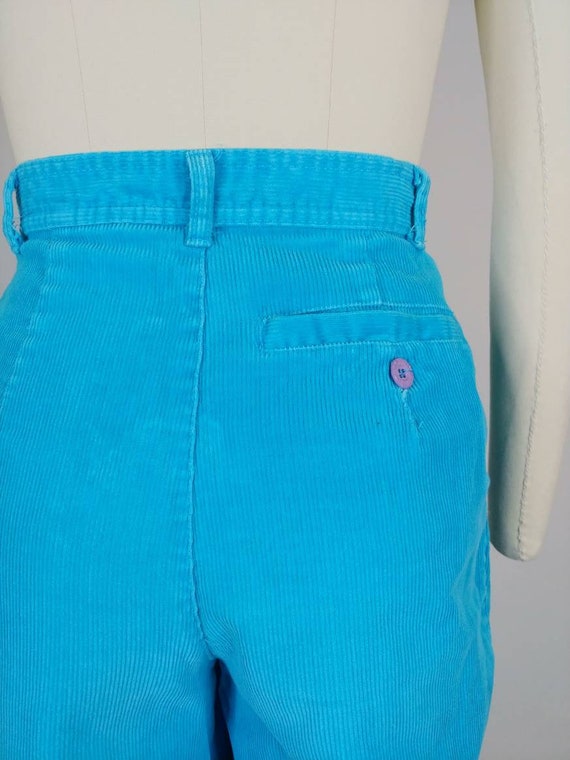 1980s Esprit Teal Blue Corduroy Pants | Vintage 8… - image 7