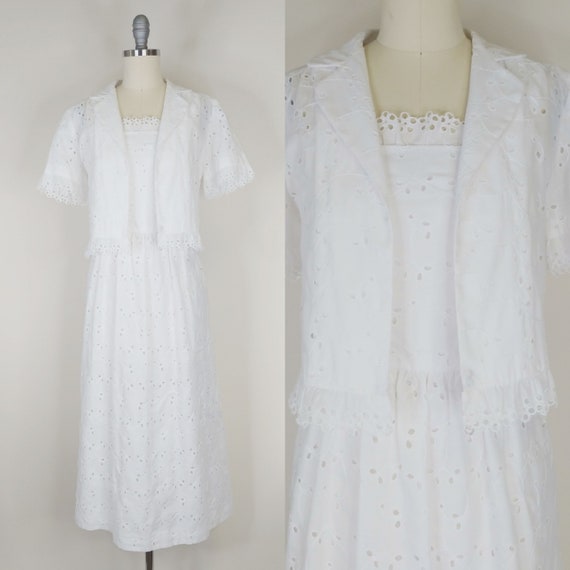 1970s White Eyelet Dress Set | Vintage 70s does 4… - image 5