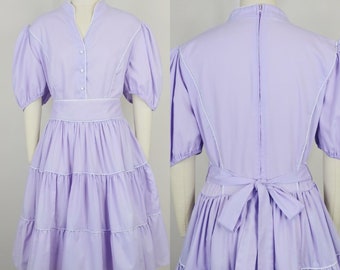 Vintage 1970s Western Square Dance Dress | 70s Lavender Purple Fit n Flare Dress