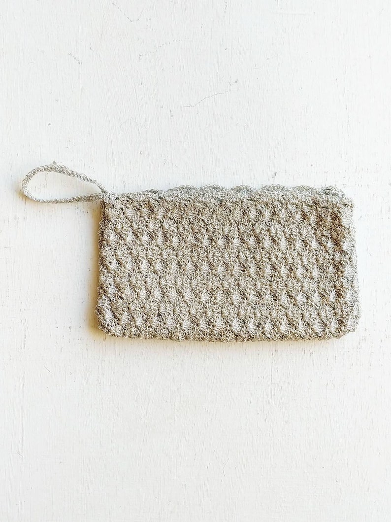 1950s Silver Lurex Crochet Belt and Clutch Women/'s Formal Evening Accessories Vintage 50s Metallic Waist Belt and Purse Set
