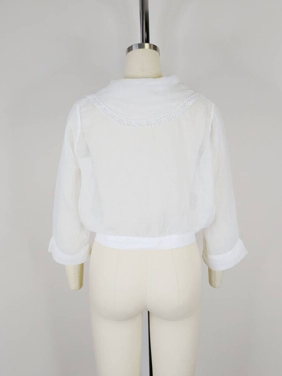 1910s Edwardian White Cotton Batiste Shirtwaist |… - image 7