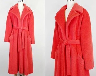 1950s Lilli Ann Coral Wool Clutch Coat | Vintage Robe Style Outerwear