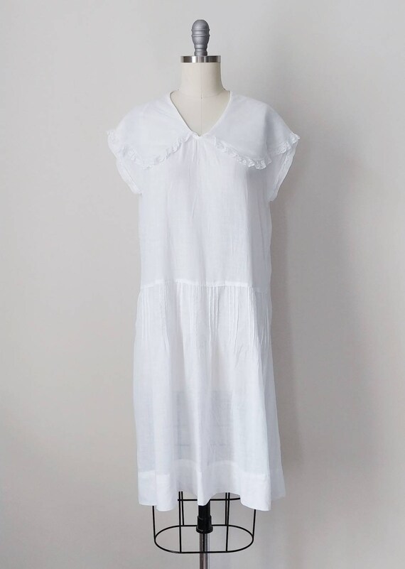 1920s Pilgrim Collar White Cotton Voile Dress | V… - image 2