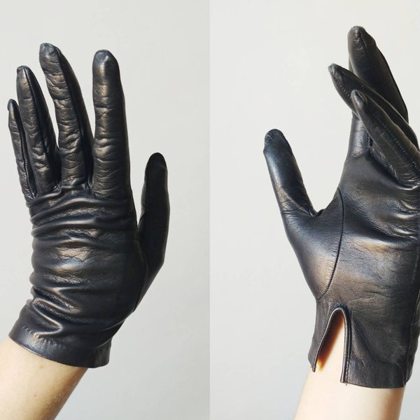 Black Leather Gloves - Etsy