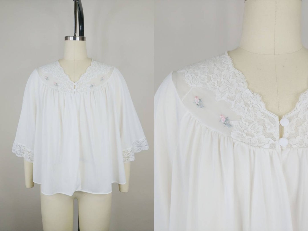 1970s Shadowline White Nylon Bed Jacket Vintage 70s Peignoir Etsy