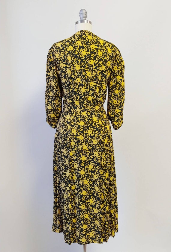 1930s Black and Yellow Rayon Dress | Vintage 30s … - image 8