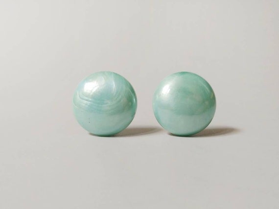 Boucles D'oreille Clips Vintage Années 50 - Plastique Nacré Lisse - Look Rétro Authentique