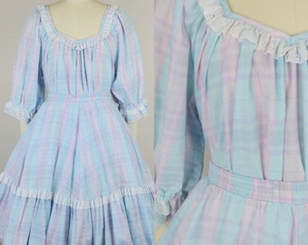 Vintage jaren 1970 Rockmount Ranchwear Pastel Plaid Square Dance Set