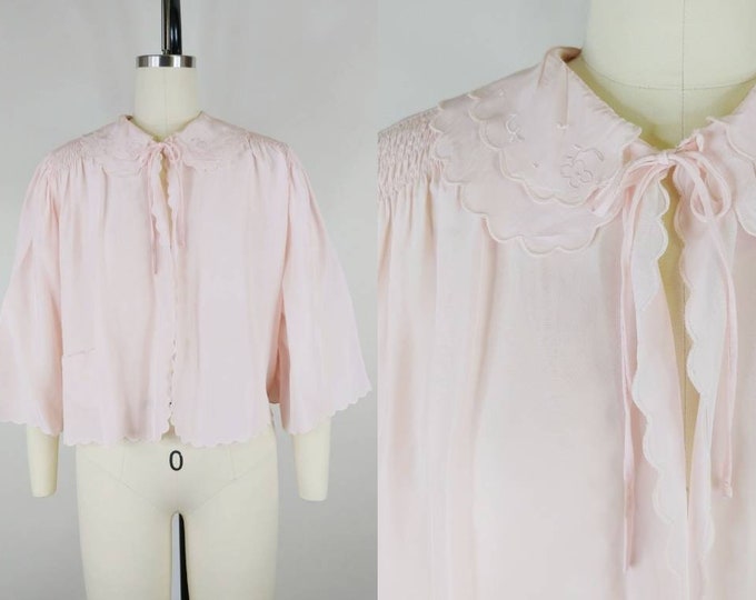 1940s Trousseau by Terris Pastel Pink Rayon Bed Jacket - Etsy