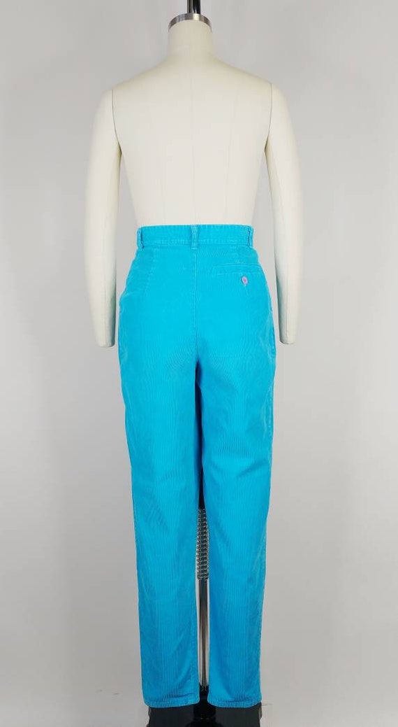 1980s Esprit Teal Blue Corduroy Pants | Vintage 8… - image 6