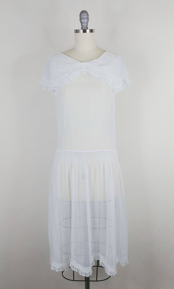 1920s Pilgrim Collar White Cotton Lawn Dress | Vi… - image 2