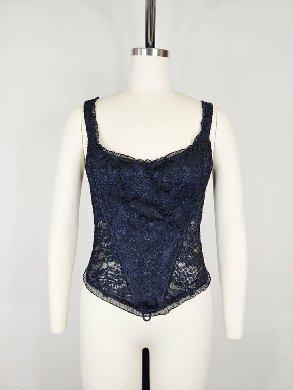 1990s Shirley of Hollywood Black Lace Elizabethan Bon… - Gem