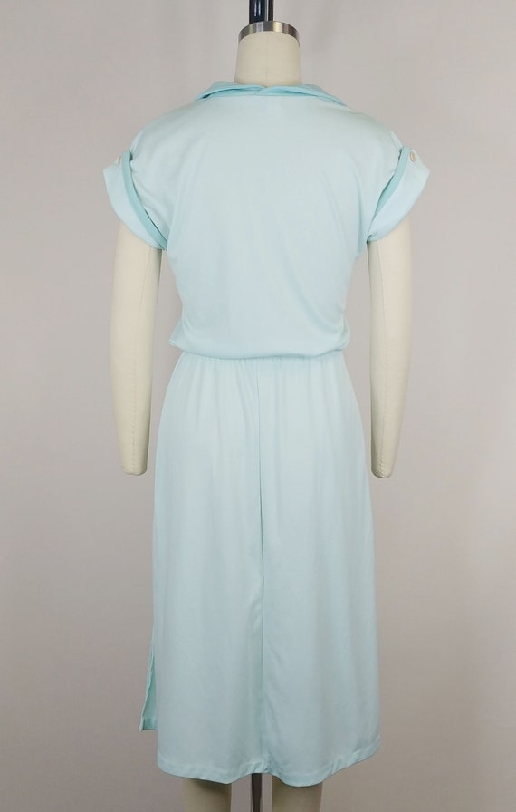 Vintage 1970s Mint Green Polyester Knit Dress - image 9