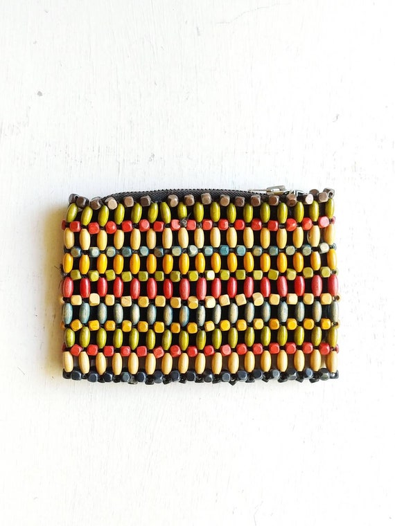 1930s Rainbow Wood Beaded Purse | Vintage 30s Colo