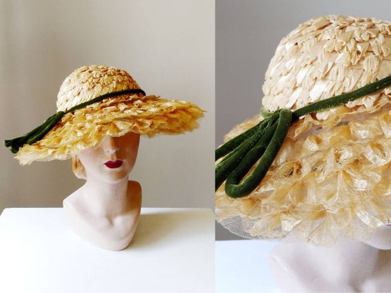 1930s Vincent de Koven Wide Brim Straw Hat | Vinta