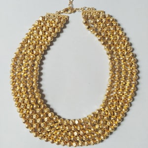 1980er Jahre Fünf Strang Gold Ton Perlen-Halskette | Vintage 80er Jahre Dos 50er Jahre Tiered Halskette | Damen Modeschmuck