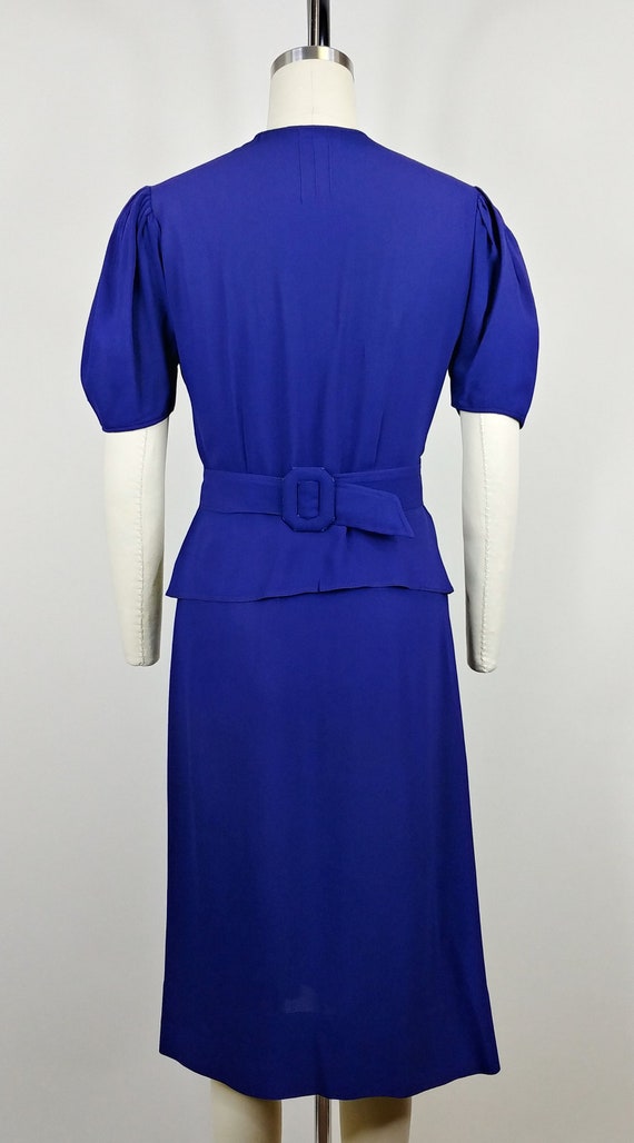1930s Peter Pan Navy Blue Rayon Dress | Vintage 3… - image 6