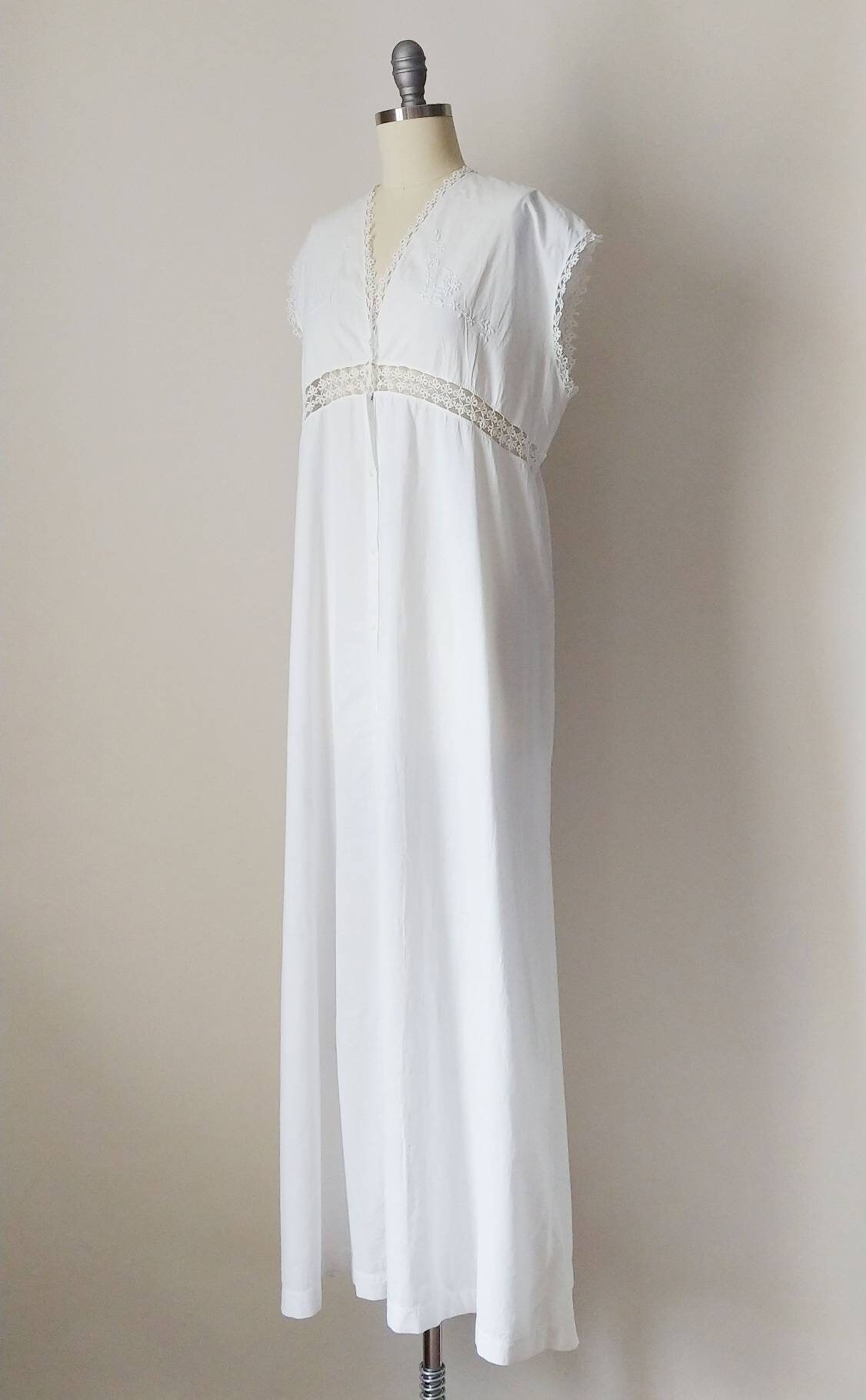 1900s Victorian White Cotton Nightgown Antique Edwardian | Etsy