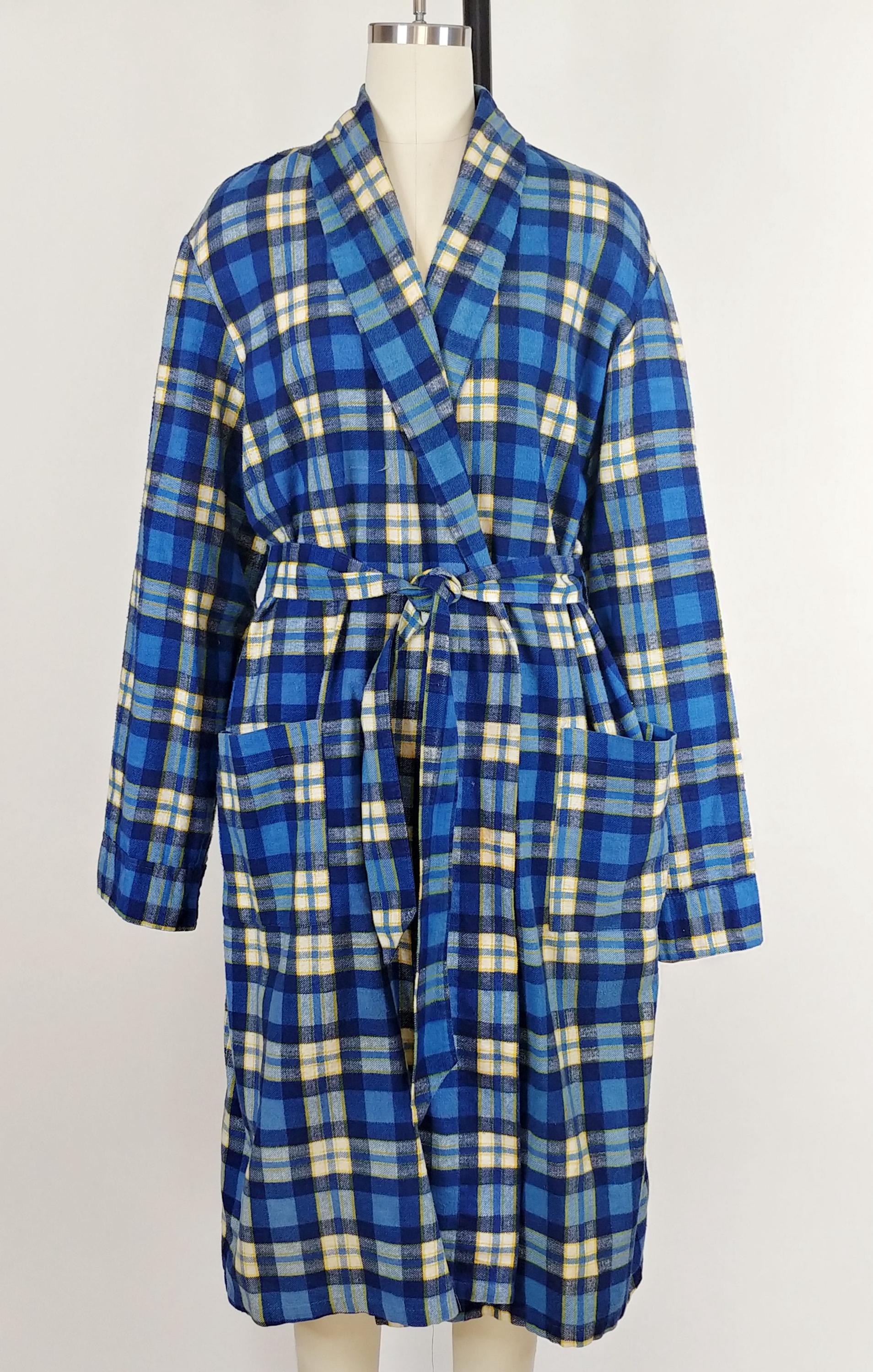 1960s Men's Plaid Flannel Robe | Vintage 60s Smoking Robe - Etsy