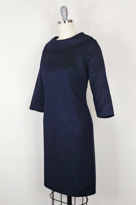 1960s Black Wool Wiggle Dress | Vintage 60s Rolle… - image 5