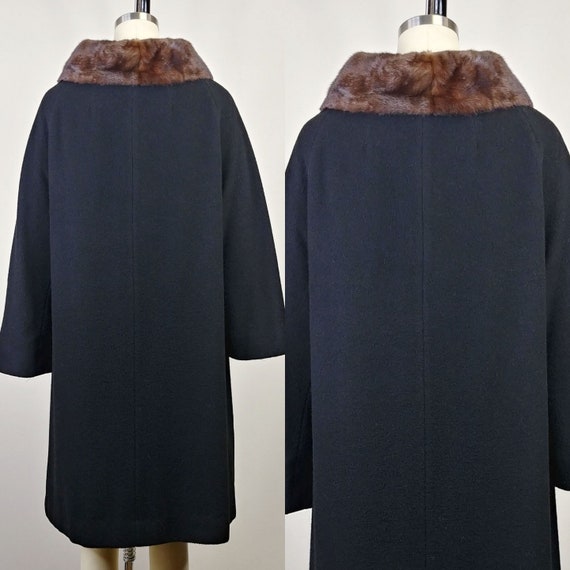 1960s Black Wool Winter Box Coat | Vintage 60s Br… - image 5
