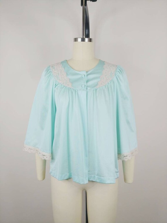 1960s San Souci Light Turquoise Blue Satin Nylon … - image 2