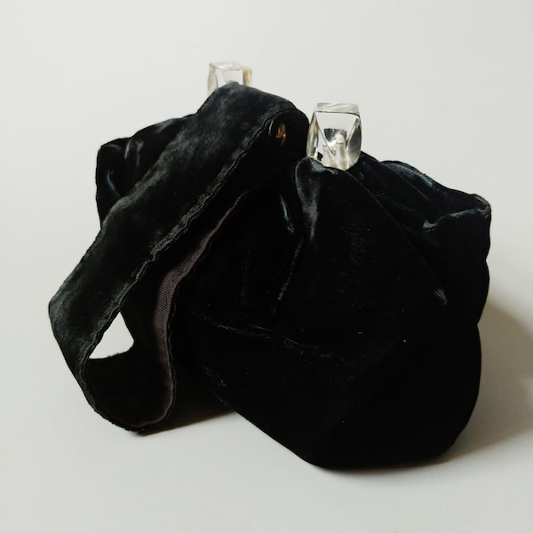 1940s Black Velvet Lucite Purse | Vintage 40s Handbag | Women's Formal Evening Bag