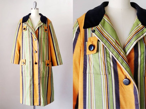 1960s Diorling by Christian Dior Striped Fall Coat