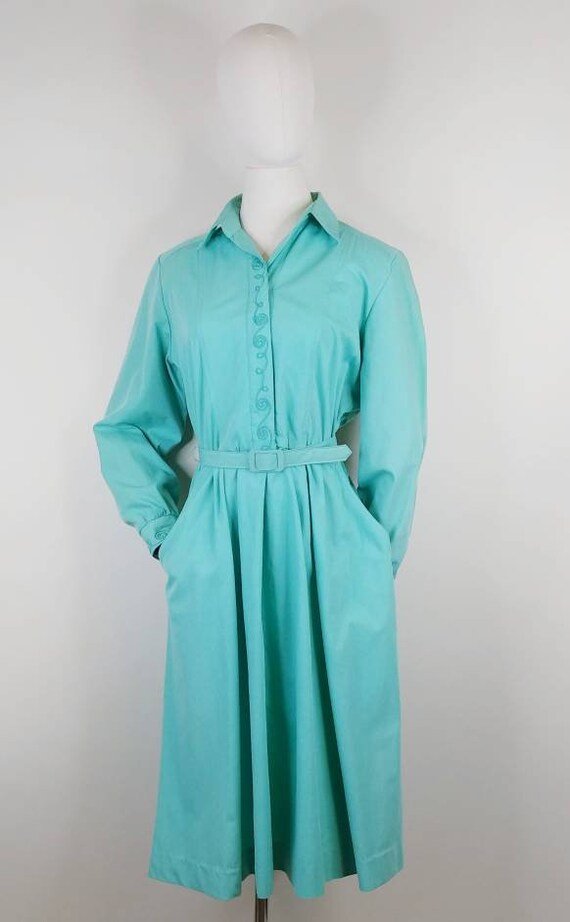 1980s Willi of California Mint Green Cotton Dress… - image 4