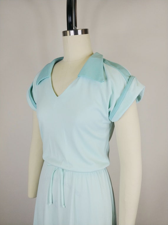 Vintage 1970s Mint Green Polyester Knit Dress - image 6