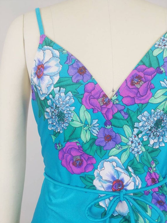 1980s Swimsuit Set | Vintage 80s Teal Blue Ocean … - image 3