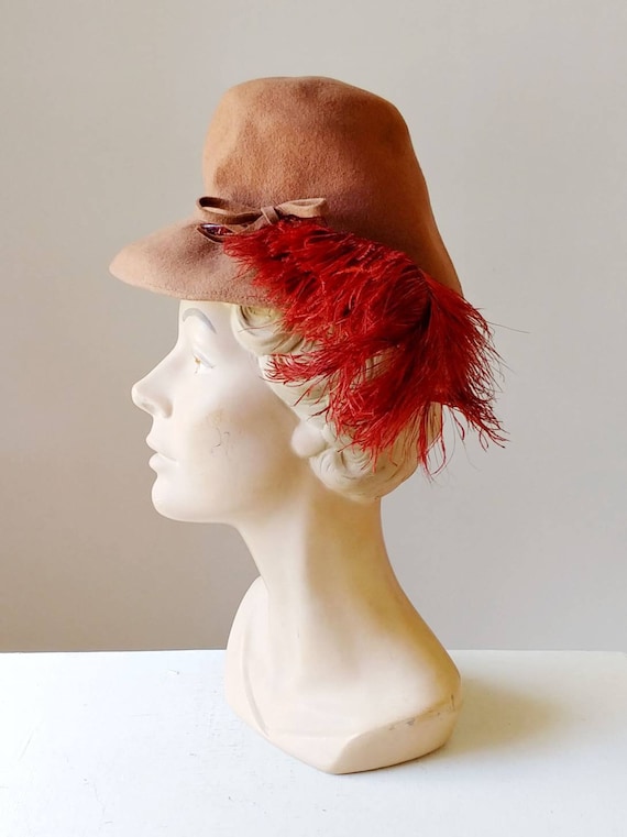 1930s Tan Felt Mini Fedora | Vintage 30s Brown Rob