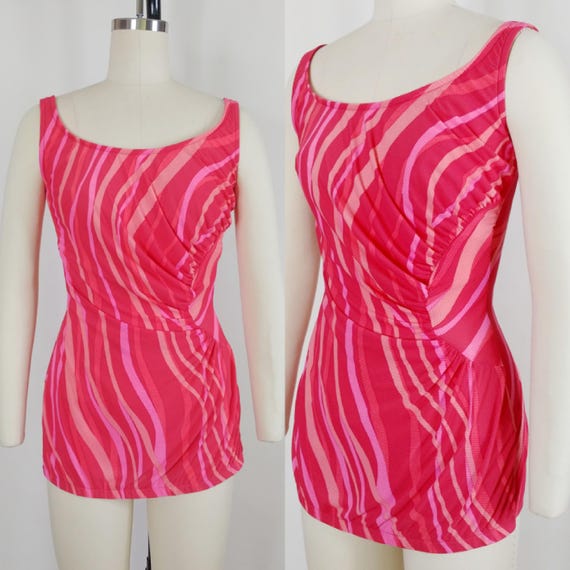1960s Groovy Mod Abstract One Piece Swimsuit | Vi… - image 1