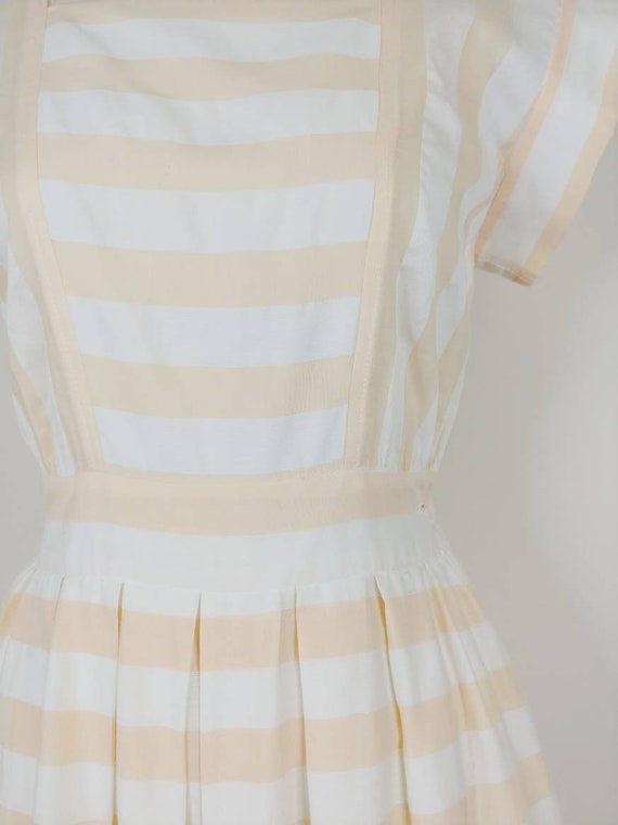 1980s Albert Nipon Butter Yellow Striped Cotton P… - image 3