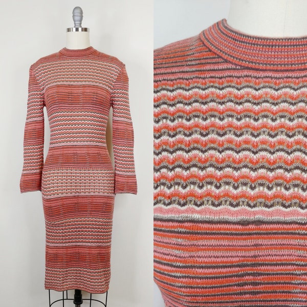 Y2K 2000er Jahre Missoni Stricken Bodycon Kleid | Vintage 70er Jahre Stil Strickkleid