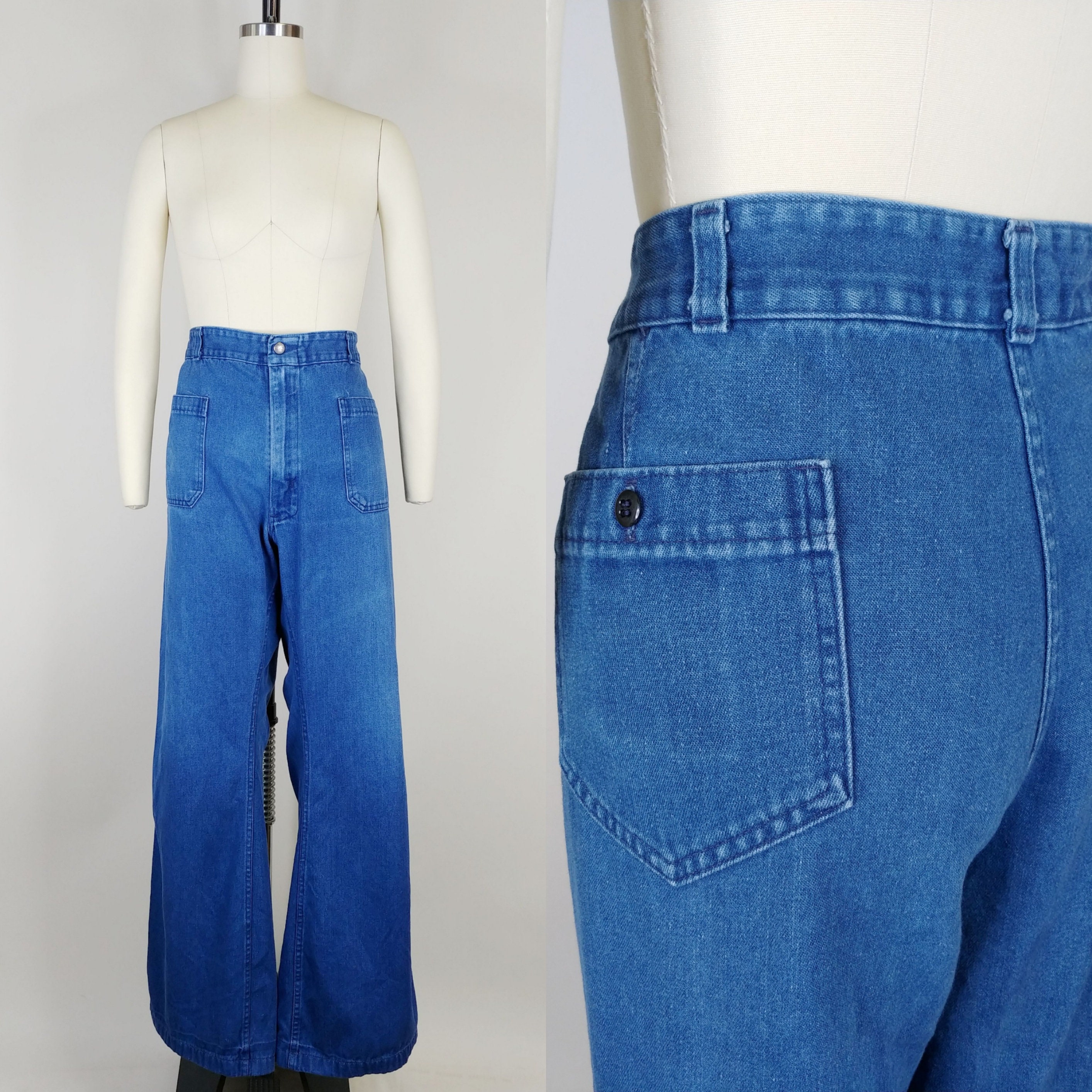 1970s Seafarer Men's Military Issue Bell Bottom Jeans 1970s Seafarer Men's Military Issue Bell Bottom Jeans
