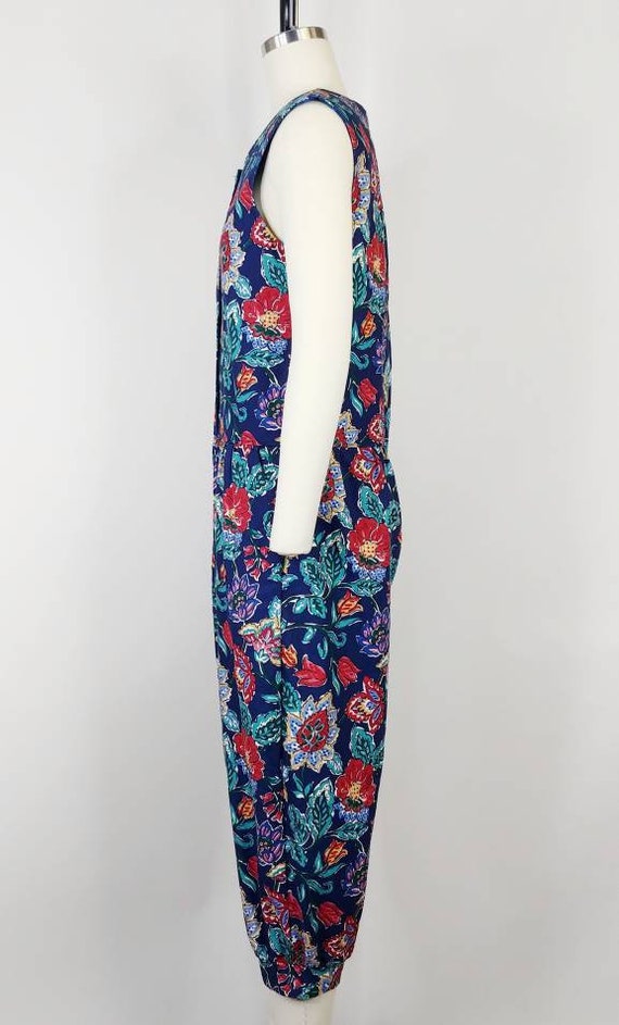 1990s Floral Garden Print Cotton Jumpsuit | Vinta… - image 7