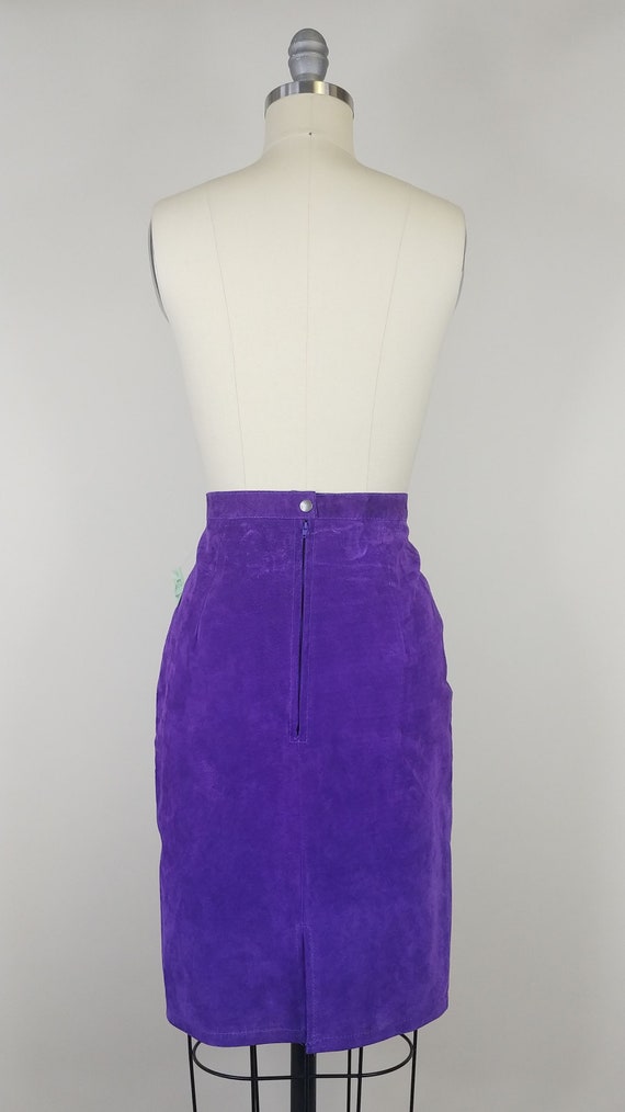 1980s Deadstock Purple Suede Pencil Skirt | Vinta… - image 5