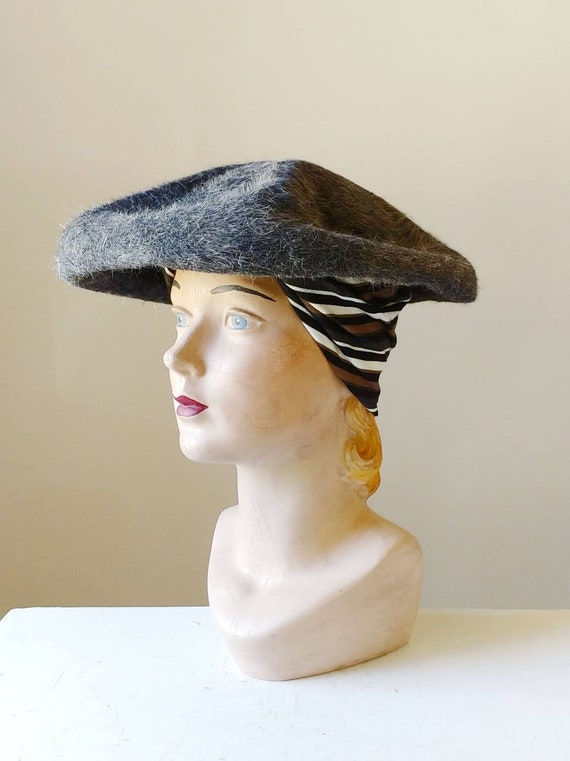 1950s Heather Grey Sculpted Saucer Hat | Vintage 5