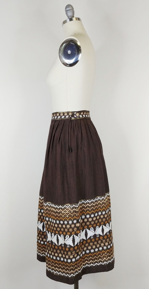 1950s Guatemala Bird Print Folk Skirt | Vintage 5… - image 6