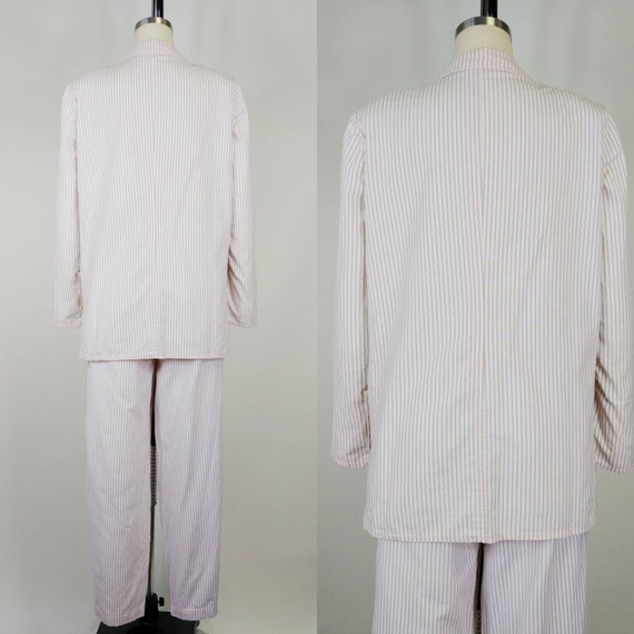 1980s Flamingo Pink Grey Pinstriped Cotton Pant S… - image 4